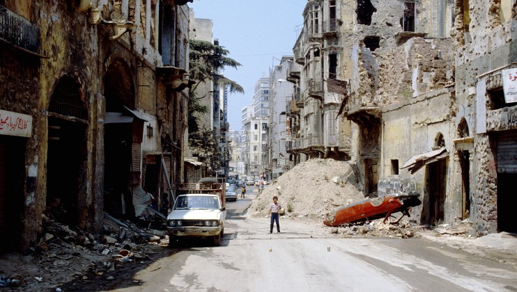 Streets damaged by the fighting.