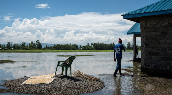 A school classroom has been converted into living quarters by residents whose homes have been destroyed in West Nykach, Kisumu County, Kenya, Monday, Dec 16, 2019. Heavy rains have hit Kenya particularly hard this year, killing crops and displacing tens of thousands of people throughout the country. Mackenzie Knowles-Coursin/ICRC